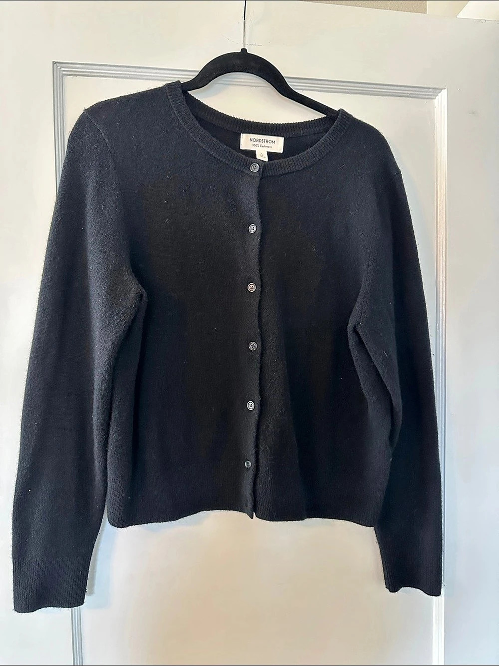 Nordstrom Cashmere Crewneck Cardigan Black Large